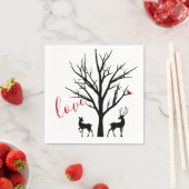 Serviette En Papier Silhouette Deer Couple en hiver amoureux (En situation)