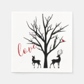 Serviette En Papier Silhouette Deer Couple en hiver amoureux (Devant)