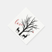 Serviette En Papier Silhouette Deer Couple en hiver amoureux (Coin)