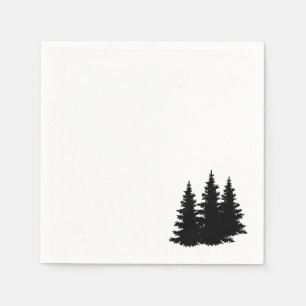 Serviette En Papier Silhouette des pins forestiers