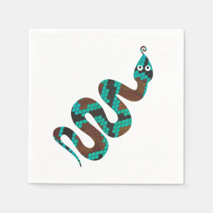 Serviette En Papier Silhouette d'impression Brown et Turquoise de serp