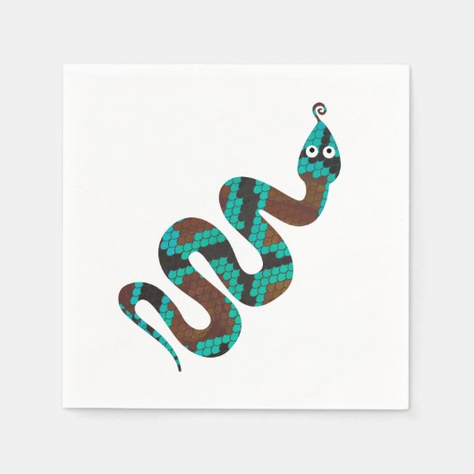 Serviette En Papier Silhouette d'impression Brown et Turquoise de serp (Devant)