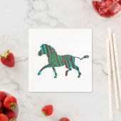 Serviette En Papier Silhouette d'impression Brown et Turquoise Zebra (En situation)