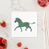 Serviette En Papier Silhouette d'impression Brown et Turquoise Zebra (En situation)