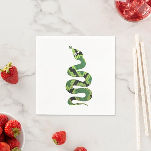 Serviette En Papier Silhouette d'impression en noir et vert serpent (En situation)