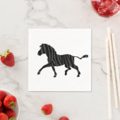 Serviette En Papier Silhouette d'impression noir et gris Zebra (En situation)