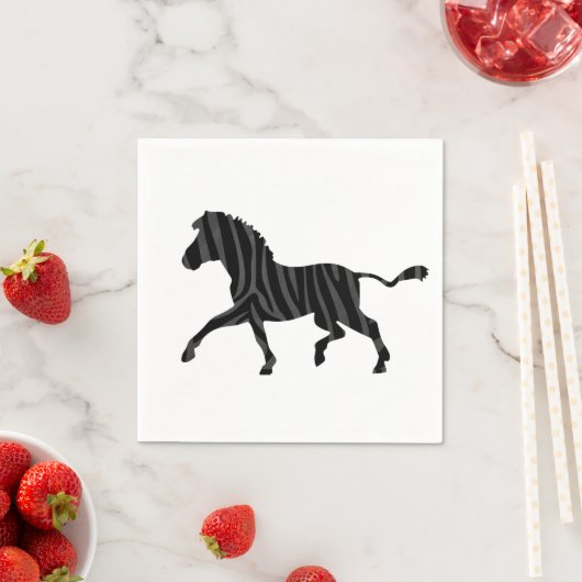 Serviette En Papier Silhouette d'impression noir et gris Zebra (En situation)