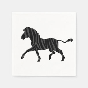 Serviette En Papier Silhouette d'impression noir et gris Zebra