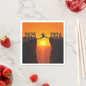 Serviette En Papier Silhouette du Nouvel An 2026 à l'aube d'une falais (En situation)