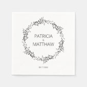 Serviette En Papier Silhouette élégant de feuilles Mariage (Devant)