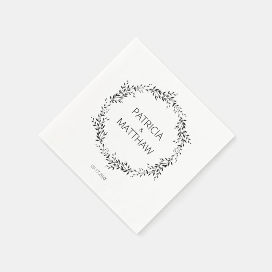 Serviette En Papier Silhouette élégant de feuilles Mariage (Coin)