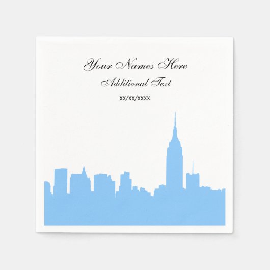 Serviette En Papier Silhouette en NYC bleu clair, ESB (Devant)