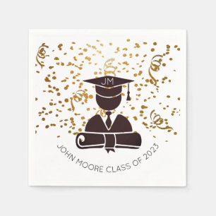 Serviette En Papier Silhouette Grad Avec Diplôme Et Serviettes Confett