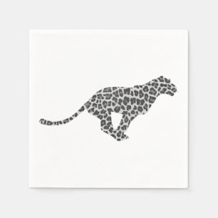 Serviette En Papier Silhouette gris léopard et gris clair