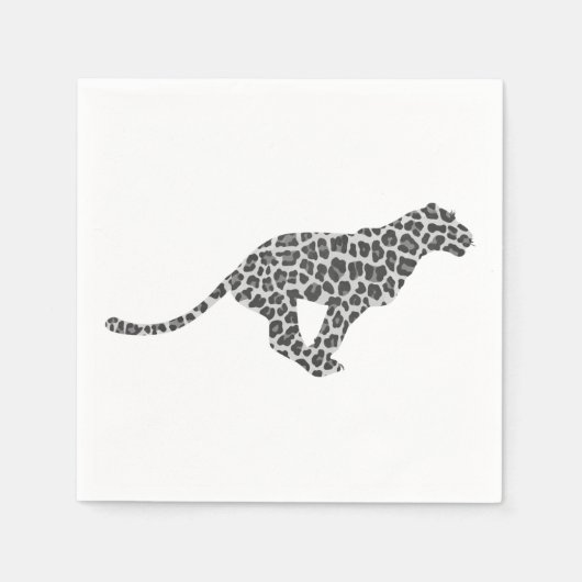 Serviette En Papier Silhouette gris léopard et gris clair (Devant)