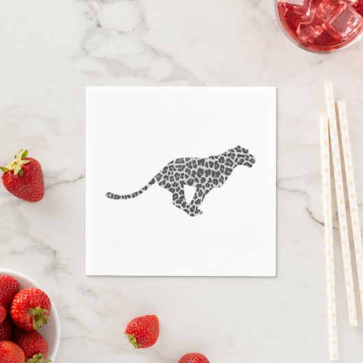 Serviette En Papier Silhouette gris léopard et gris clair (En situation)