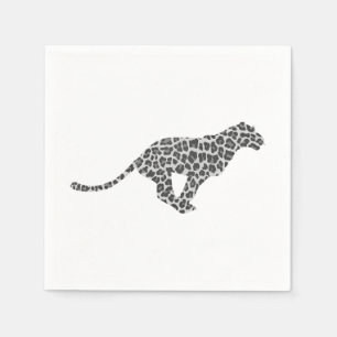 Serviette En Papier Silhouette gris léopard et gris clair