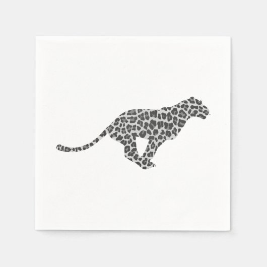 Serviette En Papier Silhouette gris léopard et gris clair (Devant)