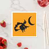 Serviette En Papier Silhouette Halloween Sorcière Volante (En situation)