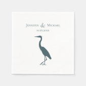 Serviette En Papier silhouette héron bleu turquoise foncé sur mariage  (Devant)
