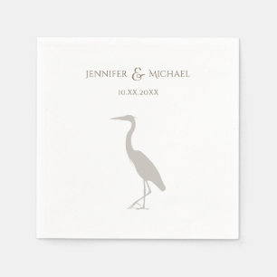 Serviette En Papier silhouette héron rustique extérieur nature mariage
