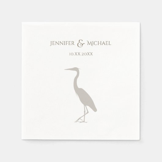 Serviette En Papier silhouette héron rustique extérieur nature mariage (Devant)