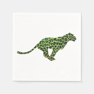 Serviette En Papier Silhouette léopard noir et vert