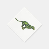 Serviette En Papier Silhouette léopard noir et vert (Coin)