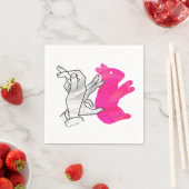Serviette En Papier Silhouette main Rabbit rose (En situation)
