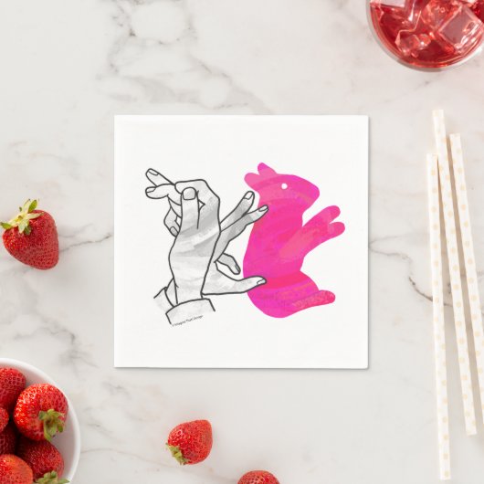 Serviette En Papier Silhouette main Rabbit rose (En situation)