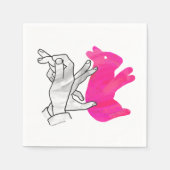 Serviette En Papier Silhouette main Rabbit rose (Devant)