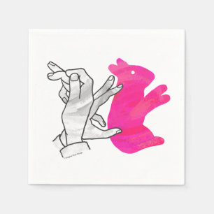 Serviette En Papier Silhouette main Rabbit rose