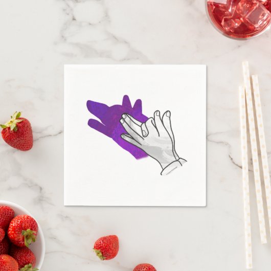 Serviette En Papier Silhouette main Wolf pourpre (En situation)