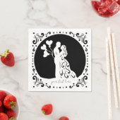 Serviette En Papier Silhouette Mariage Couple Papier blanc serviettes (En situation)