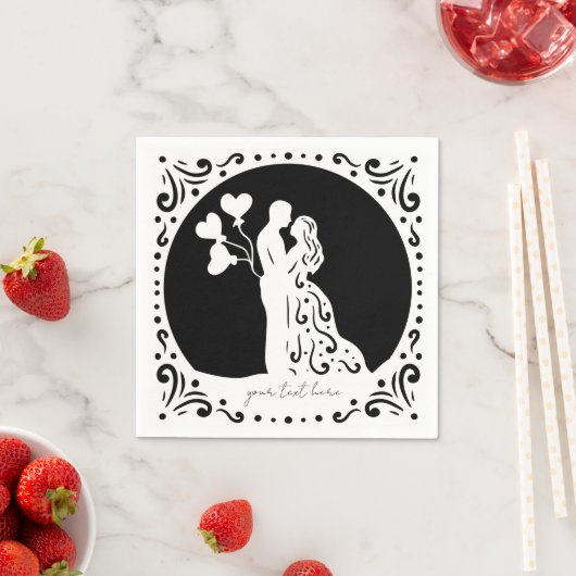 Serviette En Papier Silhouette Mariage Couple Papier blanc serviettes (En situation)