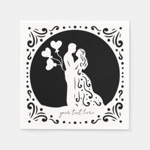 Serviette En Papier Silhouette Mariage Couple Papier blanc serviettes