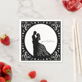 Serviette En Papier Silhouette Mariage Couple Papier noir serviettes (En situation)