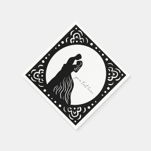 Serviette En Papier Silhouette Mariage Couple Papier noir serviettes (Coin)