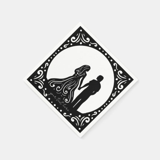 Serviette En Papier Silhouette Mariage Couple Papier noir serviettes (Coin)