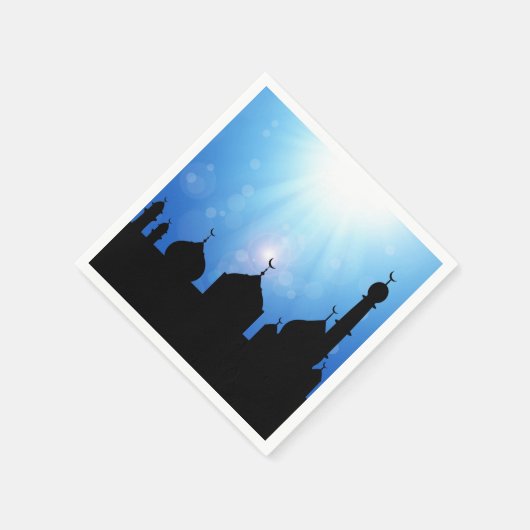 Serviette En Papier Silhouette mosquée avec rayons solaires - Papier N (Coin)