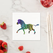Serviette En Papier Silhouette noir et arc-en-ciel Zebra (En situation)
