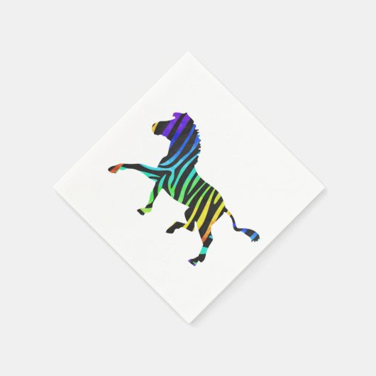 Serviette En Papier Silhouette noir et arc-en-ciel Zebra (Coin)