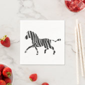 Serviette En Papier Silhouette noir et gris clair Zebra (En situation)