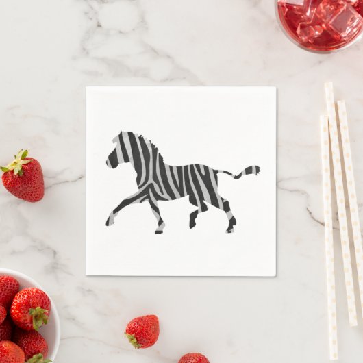 Serviette En Papier Silhouette noir et gris clair Zebra (En situation)