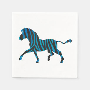 Serviette En Papier Silhouette noire et bleue Zebra