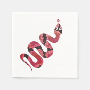 Serviette En Papier Silhouette noire et rouge de serpent