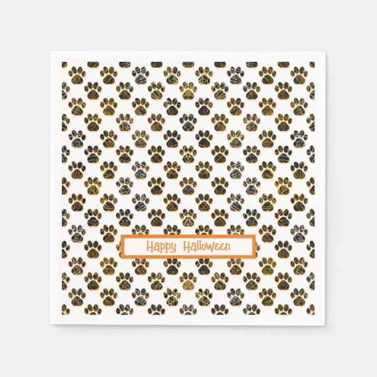 Serviette En Papier Silhouette Paw Halloween Blanc Pawty (Devant)