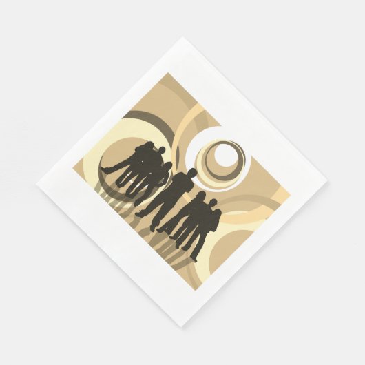 Serviette En Papier Silhouette rétro Personnes avec cercles Abstraits (Coin)