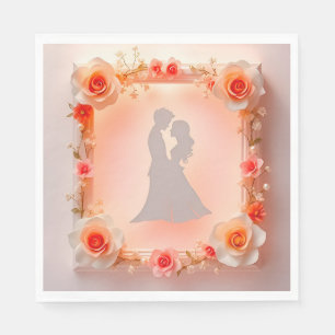 Serviette En Papier Silhouette romantique d'un couple