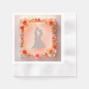 Serviette En Papier Silhouette romantique d'un couple
